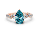 Rose gold Pear Cut Blue Topaz Scattered Round Accent Ring with Prong Setting_12