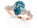 Rose gold Pear Cut Blue Topaz Scattered Round Accent Ring with Prong Setting_13