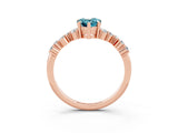 Rose gold Pear Cut Blue Topaz Scattered Round Accent Ring with Prong Setting_15
