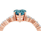 Rose gold Pear Cut Blue Topaz Scattered Round Accent Ring with Prong Setting_16