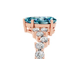 Rose gold Pear Cut Blue Topaz Scattered Round Accent Ring with Prong Setting_17