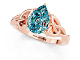 Rose gold Pear Cut Blue Topaz Solitaire Celtic Knot Ring with Four-Prong Setting_13