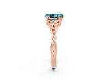 Rose gold Pear Cut Blue Topaz Solitaire Celtic Knot Ring with Four-Prong Setting_14