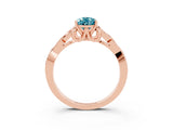 Rose gold Pear Cut Blue Topaz Solitaire Celtic Knot Ring with Four-Prong Setting_15