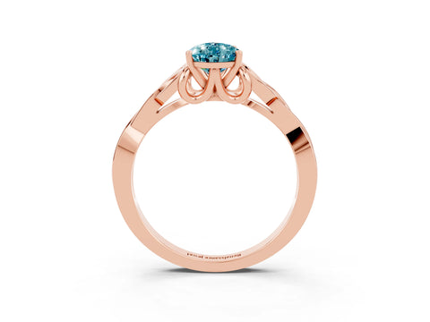 Rose gold Pear Cut Blue Topaz Solitaire Celtic Knot Ring with Four-Prong Setting_15