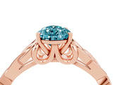 Rose gold Pear Cut Blue Topaz Solitaire Celtic Knot Ring with Four-Prong Setting_16