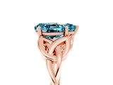 Rose gold Pear Cut Blue Topaz Solitaire Celtic Knot Ring with Four-Prong Setting_17
