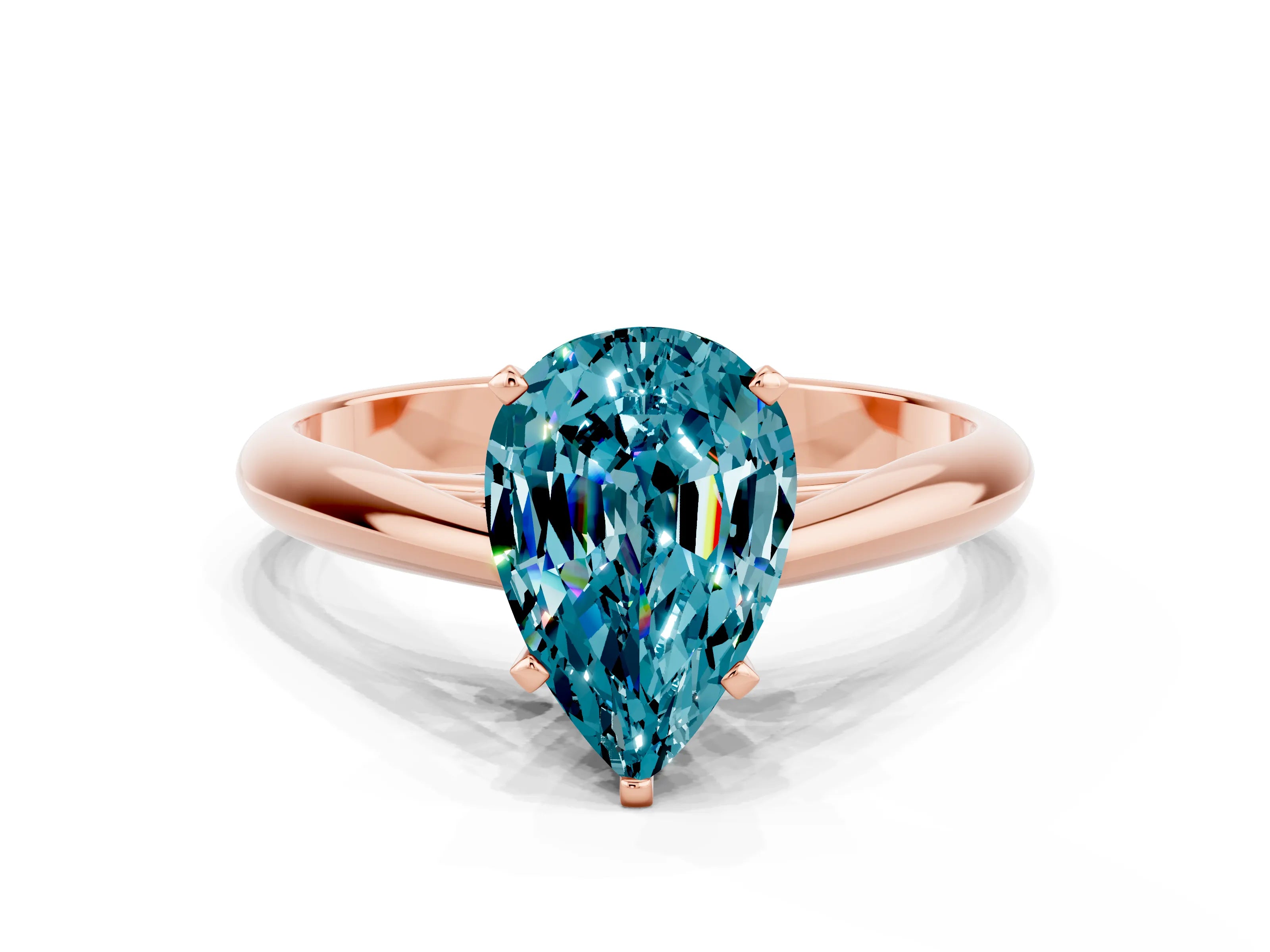 Rose gold Pear Cut Blue Topaz Solitaire Engagement Ring with Cathedral Setting and Four-Prong Mount_12