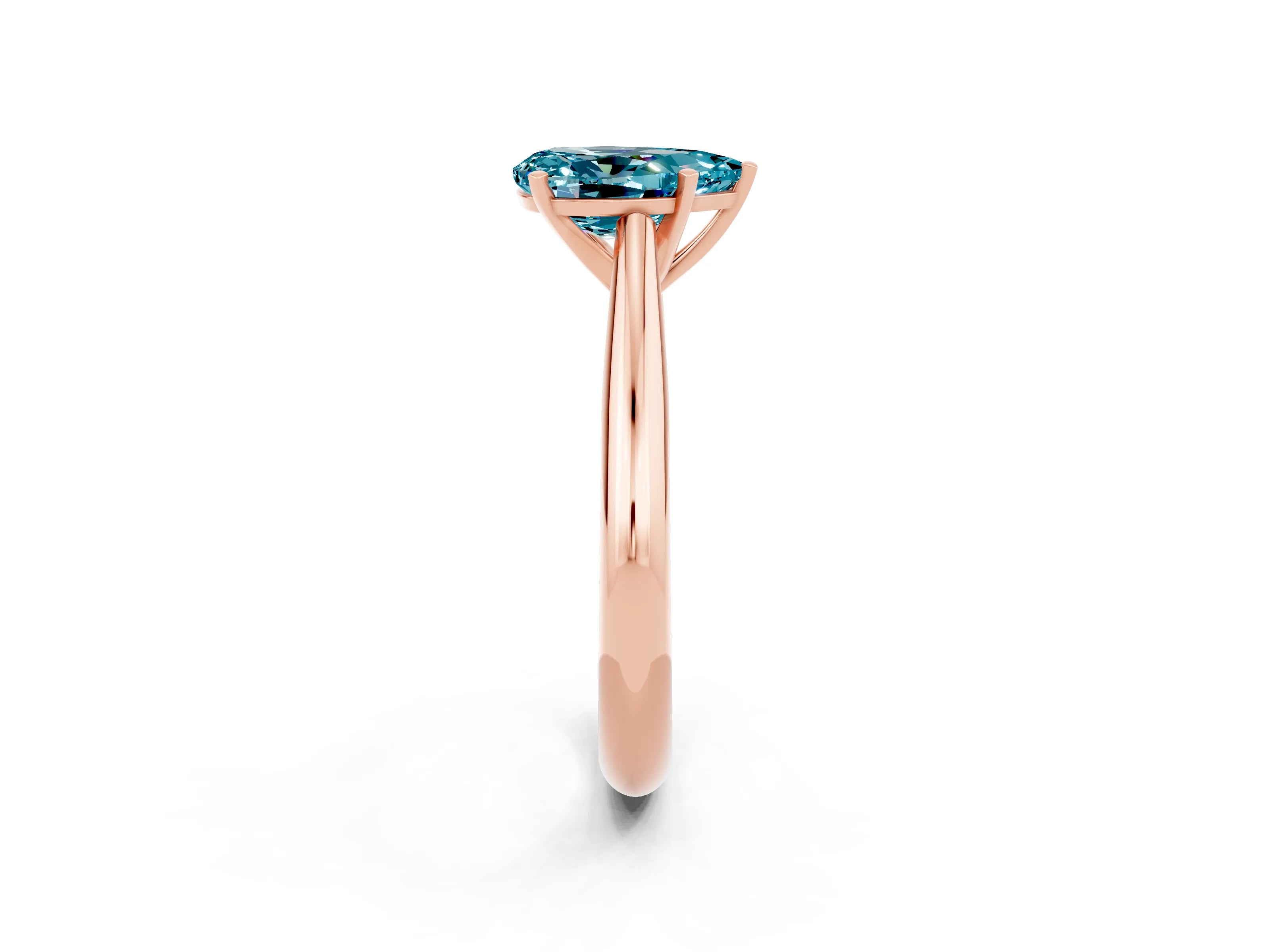 Rose gold Pear Cut Blue Topaz Solitaire Engagement Ring with Cathedral Setting and Four-Prong Mount_14