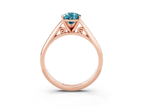 Rose gold Pear Cut Blue Topaz Solitaire Engagement Ring with Cathedral Setting and Four-Prong Mount_15