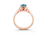Rose gold Pear Cut Blue Topaz Solitaire Engagement Ring with Cathedral Setting and Four-Prong Mount_21