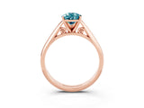 Rose gold Pear Cut Blue Topaz Solitaire Engagement Ring with Cathedral Setting and Four-Prong Mount_27