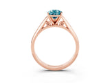Rose gold Pear Cut Blue Topaz Solitaire Engagement Ring with Cathedral Setting and Four-Prong Mount_81