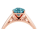 Rose gold Pear Cut Blue Topaz Solitaire Engagement Ring with Cathedral Setting and Four-Prong Mount_82