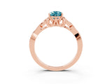 Rose gold Pear Cut Blue Topaz Solitaire Engagement Ring with Celtic Knot Band and Four-Prong Setting_3