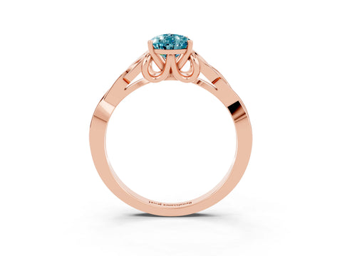 Rose gold Pear Cut Blue Topaz Solitaire Engagement Ring with Celtic Knot Band and Four-Prong Setting_3