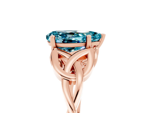 Rose gold Pear Cut Blue Topaz Solitaire Engagement Ring with Celtic Knot Band and Four-Prong Setting_5