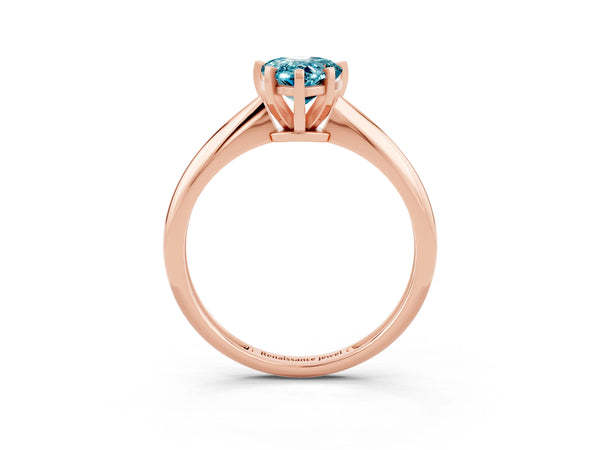 Rose gold Pear Cut Blue Topaz Solitaire Engagement Ring with Classic Band and Four-Prong Setting