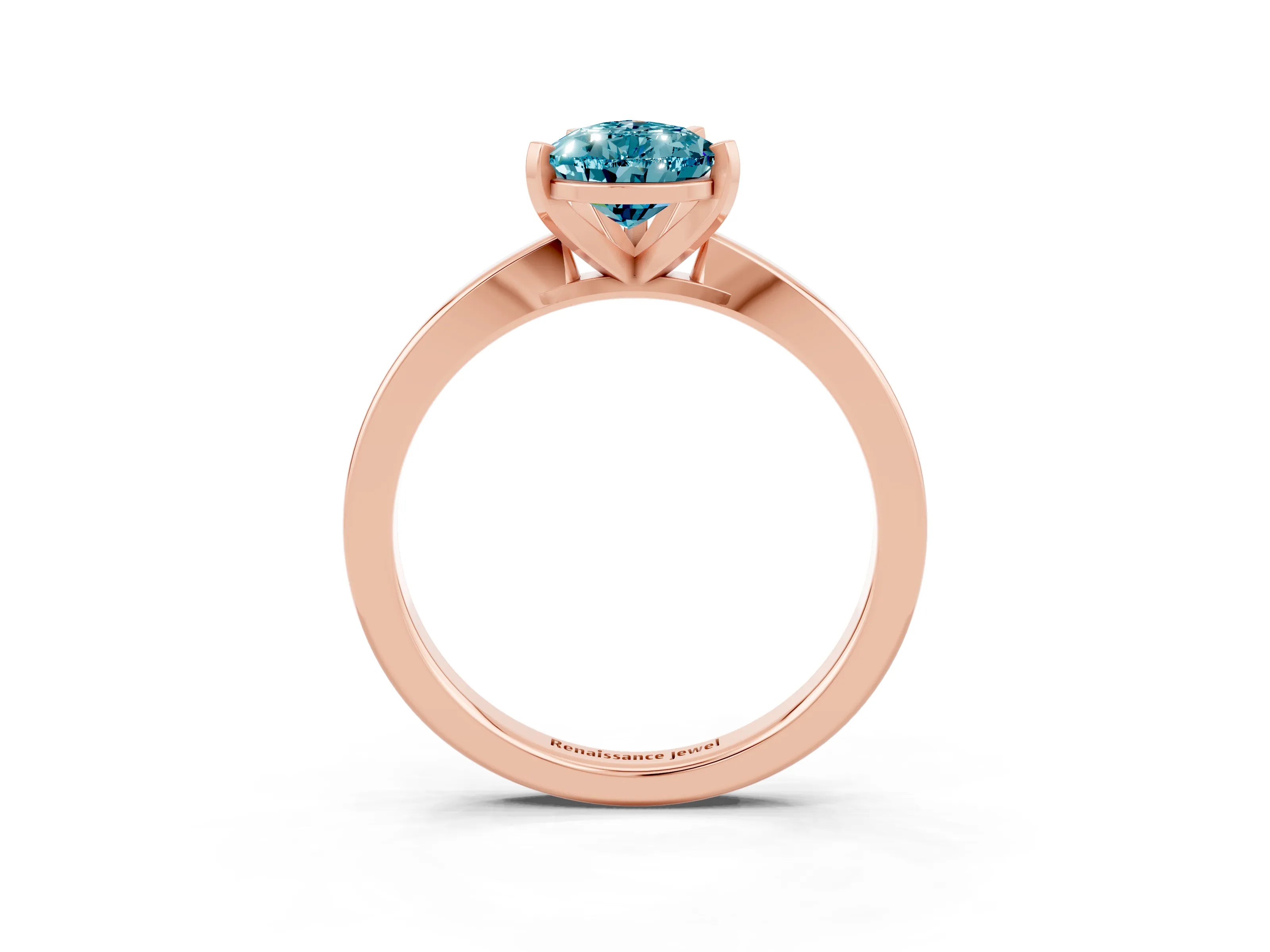 Rose gold Pear Cut Blue Topaz Solitaire Engagement Ring with Classic Band and Four-Prong Setting_39