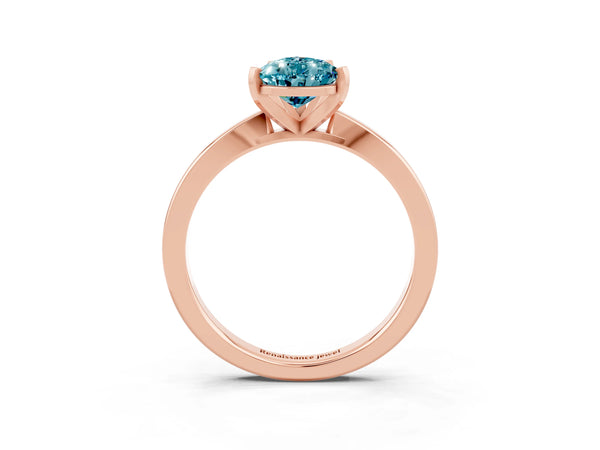 Rose gold Pear Cut Blue Topaz Solitaire Engagement Ring with Classic Band and Four-Prong Setting