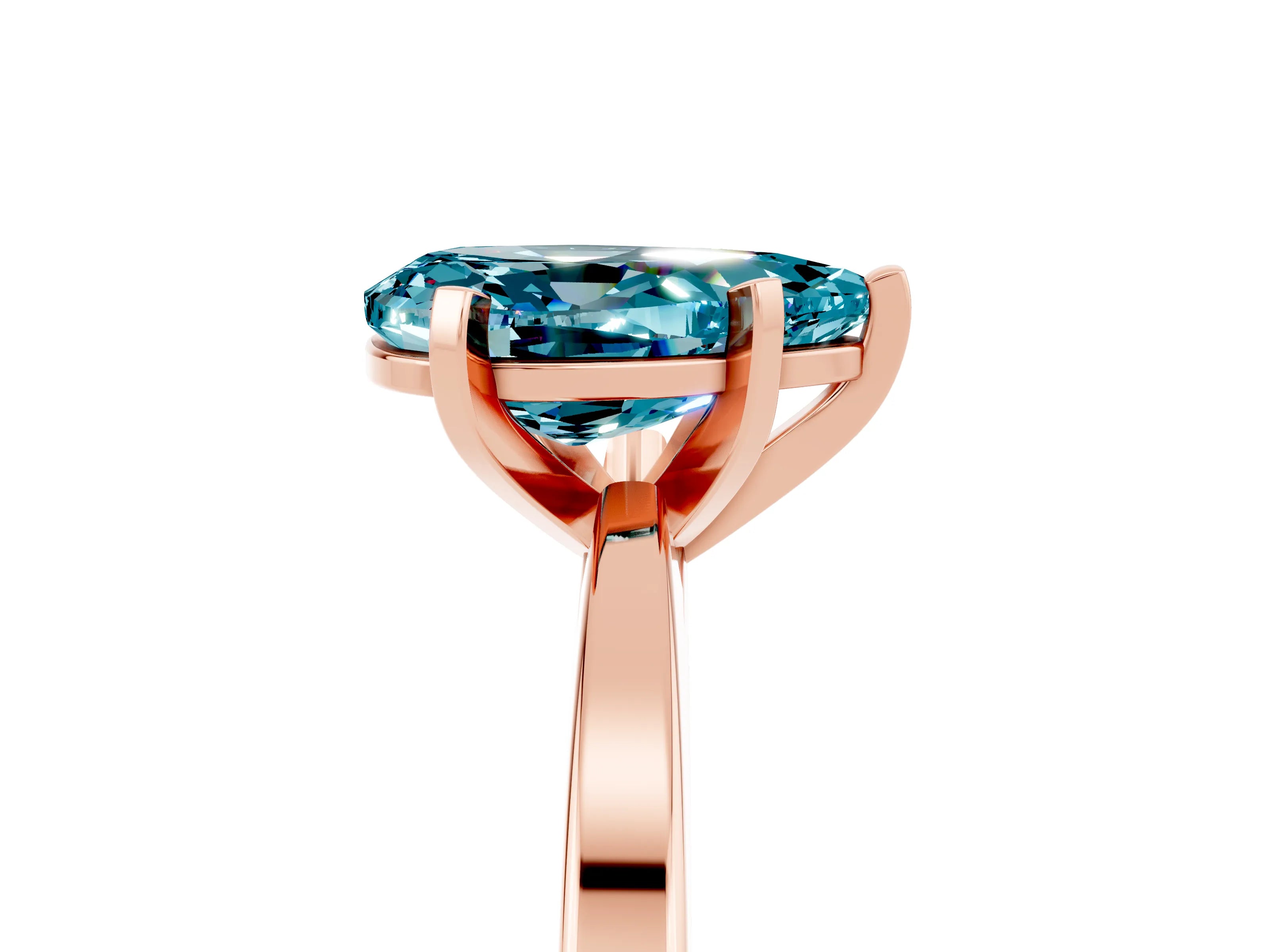 Rose gold Pear Cut Blue Topaz Solitaire Engagement Ring with Classic Band and Four-Prong Setting_41