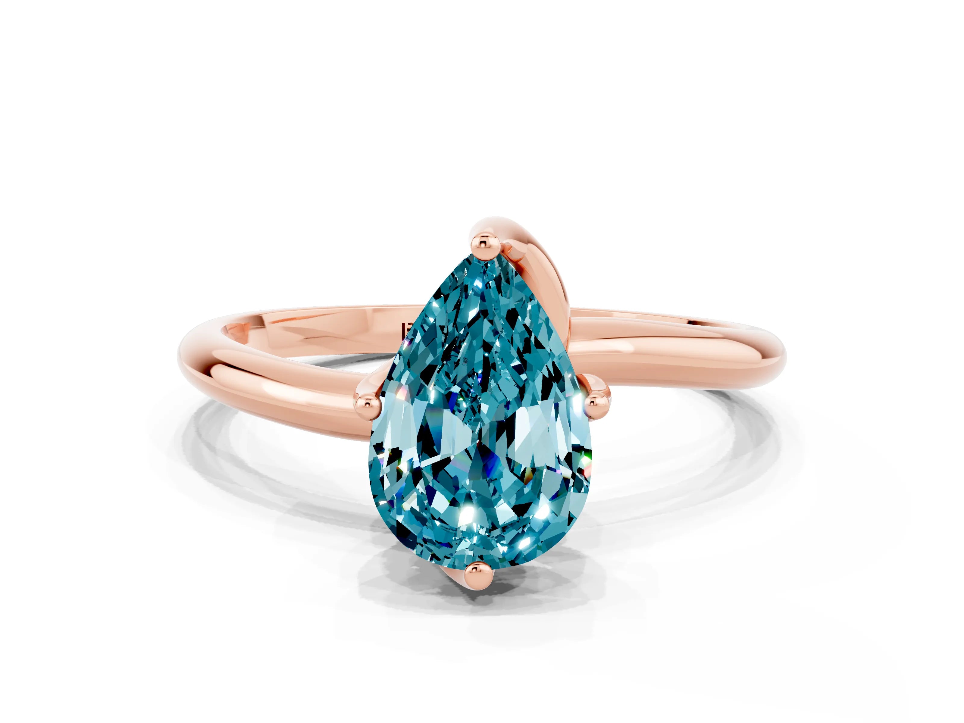 Rose gold Pear Cut Blue Topaz Solitaire Engagement Ring with Four-Prong Setting and Classic Band_12