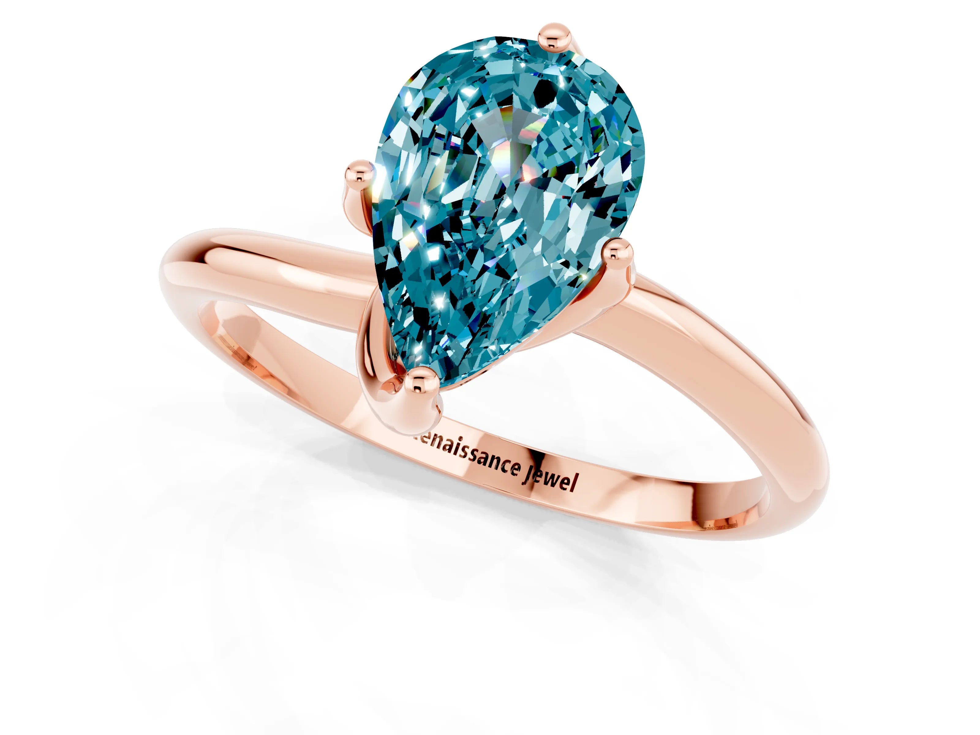 Rose gold Pear Cut Blue Topaz Solitaire Engagement Ring with Four-Prong Setting and Classic Band_13