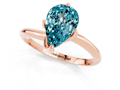 Rose gold Pear Cut Blue Topaz Solitaire Engagement Ring with Four-Prong Setting and Classic Band_13