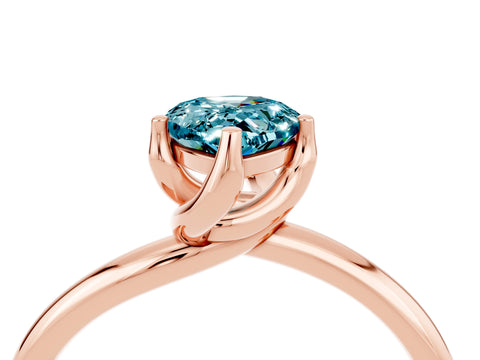 Rose gold Pear Cut Blue Topaz Solitaire Engagement Ring with Four-Prong Setting and Classic Band_16
