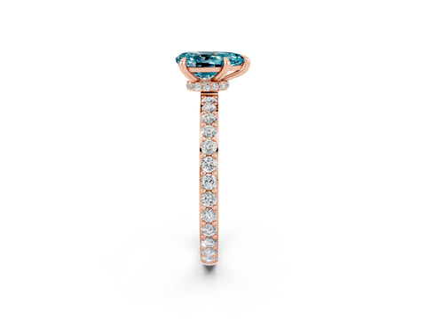 Rose gold Pear Cut Blue Topaz Solitaire Engagement Ring with Pavé Band and Four-Prong Setting_2