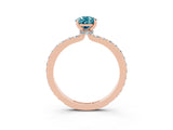 Rose gold Pear Cut Blue Topaz Solitaire Engagement Ring with Pavé Band and Four-Prong Setting_3