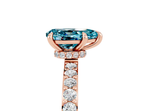 Rose gold Pear Cut Blue Topaz Solitaire Engagement Ring with Pavé Band and Four-Prong Setting_5
