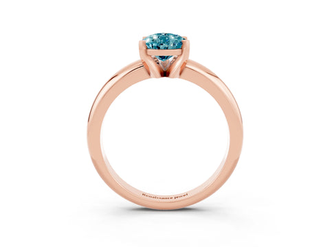 Rose gold Pear Cut Blue Topaz Solitaire Engagement Ring with Round Band and Four-Prong Setting_3