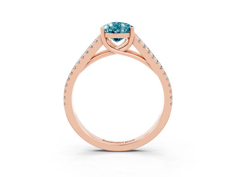 Rose gold Pear Cut Blue Topaz Solitaire Engagement Ring with Split Shank Pavé Band_3