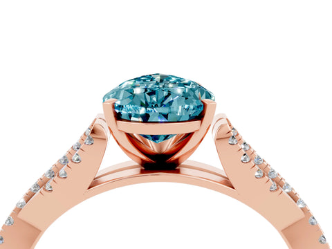 Rose gold Pear Cut Blue Topaz Solitaire Engagement Ring with Twisted Pavé Band and Four-Prong Setting_4