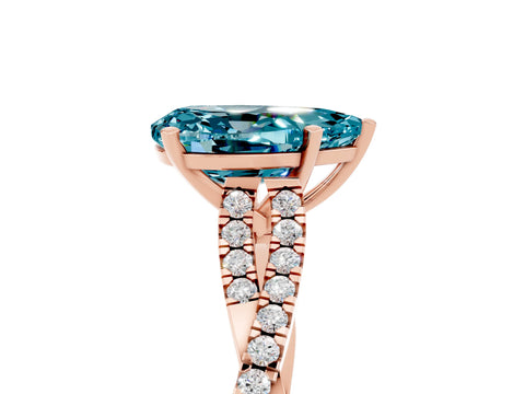 Rose gold Pear Cut Blue Topaz Solitaire Engagement Ring with Twisted Pavé Band and Four-Prong Setting_5