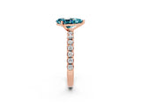 Rose gold Pear Cut Blue Topaz Solitaire Pavé Band with Four-Prong Setting_2