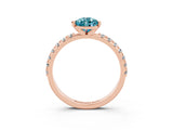 Rose gold Pear Cut Blue Topaz Solitaire Pavé Band with Four-Prong Setting_3