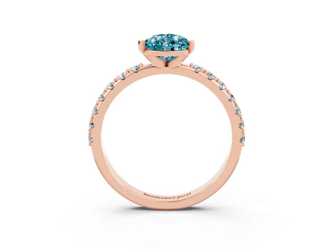 Rose gold Pear Cut Blue Topaz Solitaire Pavé Band with Four-Prong Setting_3