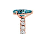 Rose gold Pear Cut Blue Topaz Solitaire Pavé Band with Four-Prong Setting_5