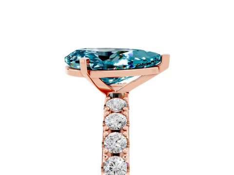 Rose gold Pear Cut Blue Topaz Solitaire Pavé Band with Four-Prong Setting_5