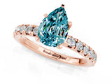 Rose gold Pear Cut Blue Topaz Solitaire Pavé Engagement Ring with Round Band and Prong Setting_13