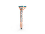 Rose gold Pear Cut Blue Topaz Solitaire Pavé Engagement Ring with Round Band and Prong Setting_14