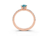 Rose gold Pear Cut Blue Topaz Solitaire Pavé Engagement Ring with Round Band and Prong Setting_15