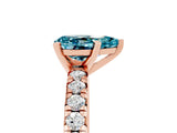 Rose gold Pear Cut Blue Topaz Solitaire Pavé Engagement Ring with Round Band and Prong Setting_17