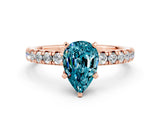 Rose gold Pear Cut Blue Topaz Solitaire Pavé Engagement Ring with Round Band and Prong Setting_72