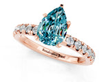 Rose gold Pear Cut Blue Topaz Solitaire Pavé Engagement Ring with Round Band and Prong Setting_73