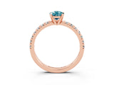 Rose gold Pear Cut Blue Topaz Solitaire Pavé Engagement Ring with Round Band and Prong Setting_75