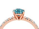 Rose gold Pear Cut Blue Topaz Solitaire Pavé Engagement Ring with Round Band and Prong Setting_76