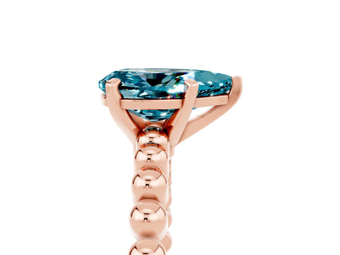 Rose gold Pear Cut Blue Topaz Solitaire Ring with Beaded Band and Prong Setting_5